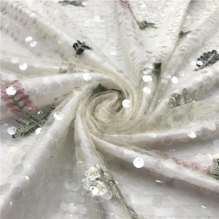 Dress Sequin Women's Polyester Embroidered Fabric for Women's Wear Who 4